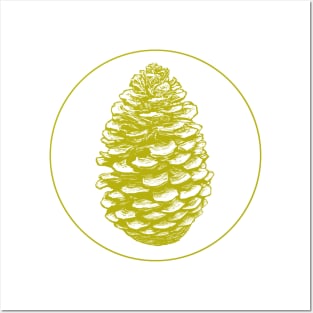 Pinecone - Yellow Posters and Art